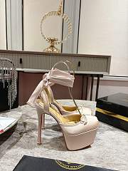 Christian Louboutin Women's pink Cassia Lace Up 100 Satin Crepe Pumps - 2