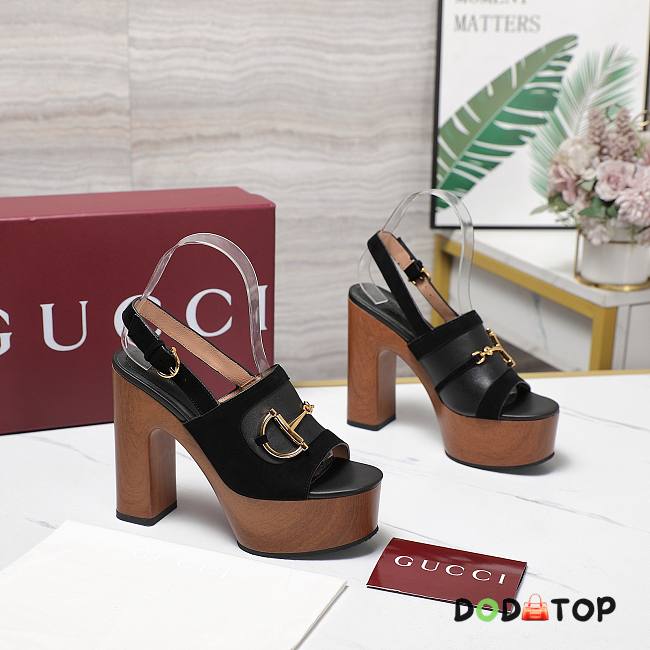 Gucci Women's platform sandal with Horsebit black Height 130mm - 1