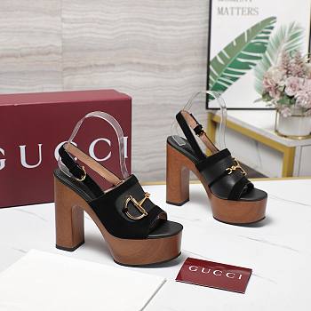 Gucci Women's platform sandal with Horsebit black Height 130mm
