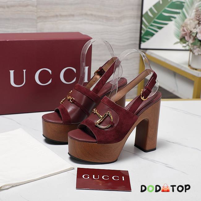 Gucci Women's platform sandal with Horsebit red Height 130mm - 1