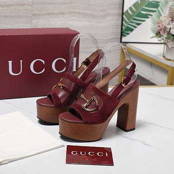 Gucci Women's platform sandal with Horsebit red Height 130mm