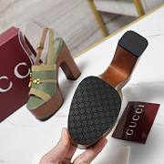 Gucci Women's platform sandal with Horsebit green Height 130mm - 6