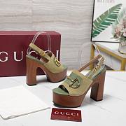 Gucci Women's platform sandal with Horsebit green Height 130mm - 5