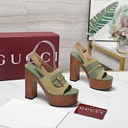 Gucci Women's platform sandal with Horsebit green Height 130mm - 4