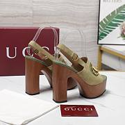 Gucci Women's platform sandal with Horsebit green Height 130mm - 3