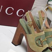 Gucci Women's platform sandal with Horsebit green Height 130mm - 2