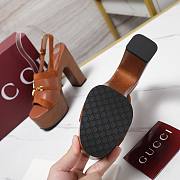 Gucci Women's platform sandal with Horsebit brown Height 130mm - 3