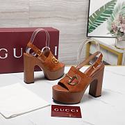 Gucci Women's platform sandal with Horsebit brown Height 130mm - 4