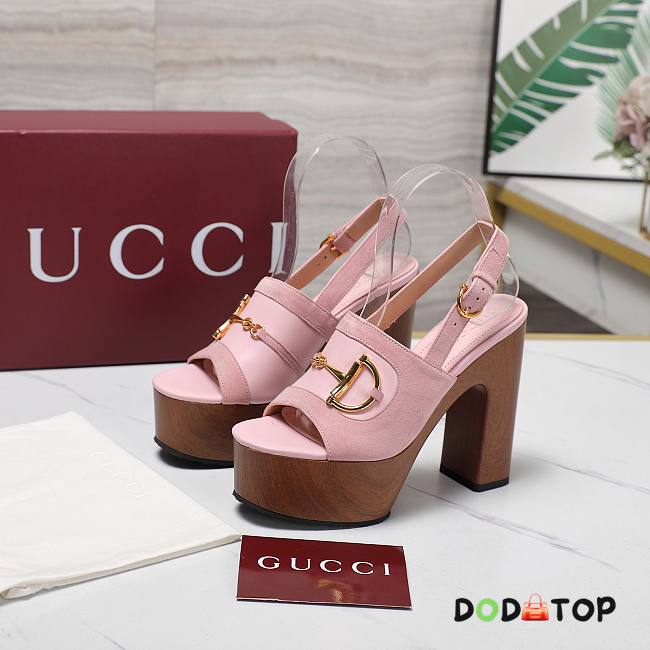 Gucci Women's platform sandal with Horsebit pink Height 130mm - 1