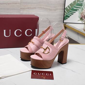 Gucci Women's platform sandal with Horsebit pink Height 130mm
