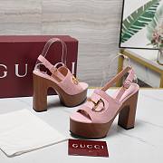 Gucci Women's platform sandal with Horsebit pink Height 130mm - 6