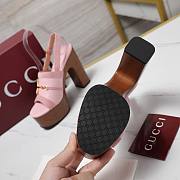 Gucci Women's platform sandal with Horsebit pink Height 130mm - 5