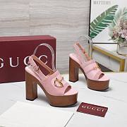 Gucci Women's platform sandal with Horsebit pink Height 130mm - 4