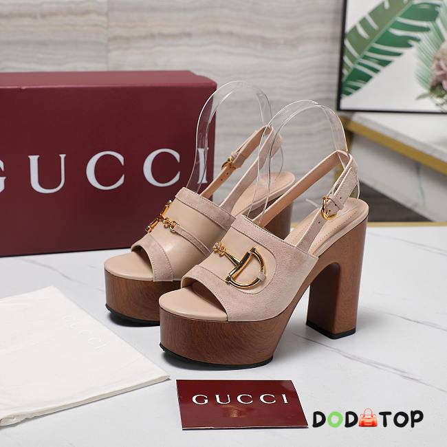 Gucci Women's platform sandal with Horsebit beige Height 130mm - 1