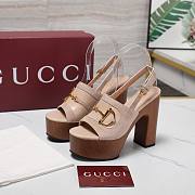 Gucci Women's platform sandal with Horsebit beige Height 130mm - 1