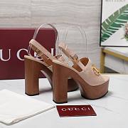 Gucci Women's platform sandal with Horsebit beige Height 130mm - 6