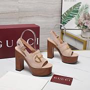 Gucci Women's platform sandal with Horsebit beige Height 130mm - 5