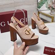 Gucci Women's platform sandal with Horsebit beige Height 130mm - 4