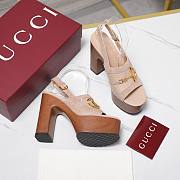 Gucci Women's platform sandal with Horsebit beige Height 130mm - 3