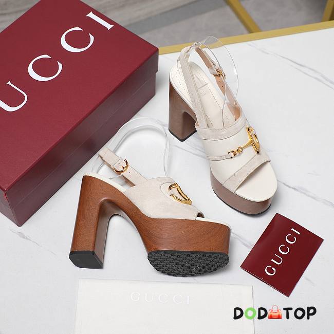 Gucci Women's platform sandal with Horsebit white Height 130mm - 1