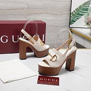 Gucci Women's platform sandal with Horsebit white Height 130mm - 3