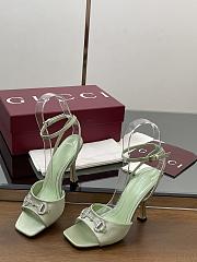 Gucci Women's sandals with crystal horsebit green - 4