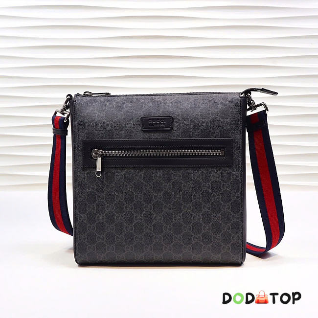 Gucci Messenger GG Supreme Black/Grey bag size 27x28.5x7 - 1