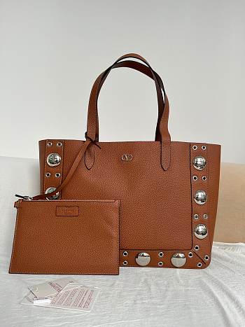Valentino Garavani leather tote bag brown size 40x30x13cm
