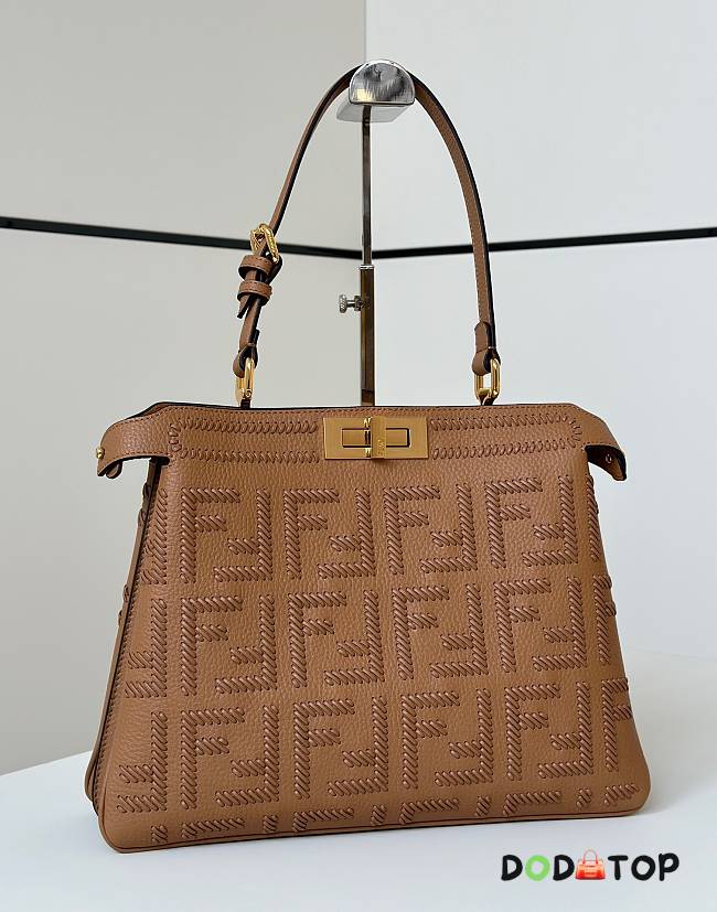 Fendi Peekaboo Soft Medium Cappuccino-coloured leather bag with FF interlacing size 33x25.5x10cm - 1