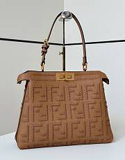 Fendi Peekaboo Soft Medium Cappuccino-coloured leather bag with FF interlacing size 33x25.5x10cm - 1