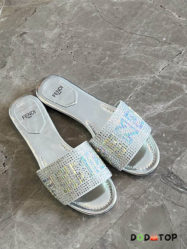 Fendi slides bling bling silver - 1