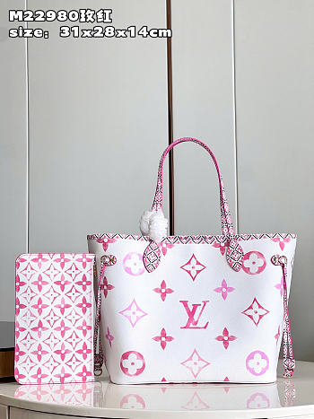 Louis Vuitton Neverfull Medium Handbag M22979 pink Size 31 x 28 x 14 cm
