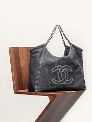 Chanel shopping bag denim black bag size 39cm - 2