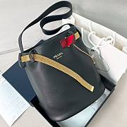 Prada buckled leather bucket bag black size 26.5x29x18cm - 1