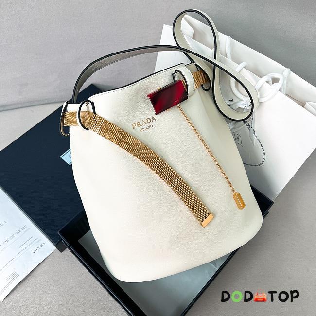 Prada buckled leather bucket bag white size 26.5x29x18cm - 1
