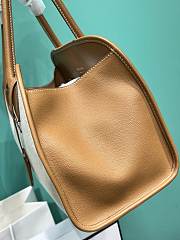 Prada Medium linen blend and leather brown tote bag size 22.5x35x18cm - 5