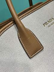 Prada Medium linen blend and leather brown tote bag size 22.5x35x18cm - 4