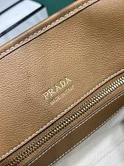 Prada Medium linen blend and leather brown tote bag size 22.5x35x18cm - 3