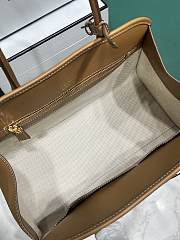 Prada Medium linen blend and leather brown tote bag size 22.5x35x18cm - 2