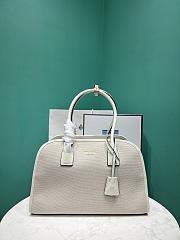 Prada Medium linen blend and leather white tote bag size 22.5x35x18cm - 1