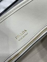 Prada Medium linen blend and leather white tote bag size 22.5x35x18cm - 4