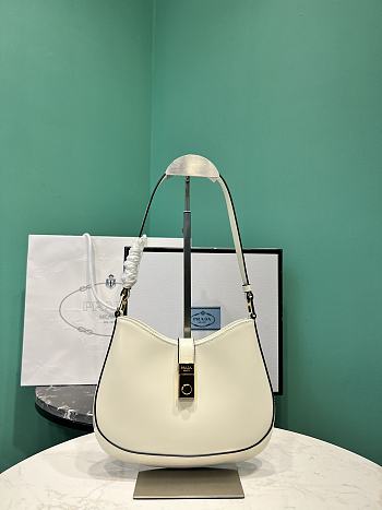 Prada Cleo brushed leather shoulder bag with clasp closure white size 18.5x22x4.5cm