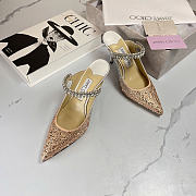 Jimmy Choo Gold Satin Crystal Mules 6.5cm heels - 4