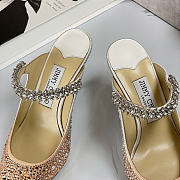 Jimmy Choo Gold Satin Crystal Mules 6.5cm heels - 3