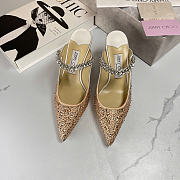 Jimmy Choo Gold Satin Crystal Mules 6.5cm heels - 2