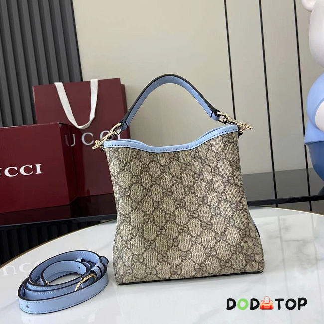 Gucci GG Emblem Mini Shoulder Bag Blue Size 20.5x18x11.5cm - 1