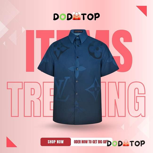 LV Men’s short-sleeve shirt blue - 1