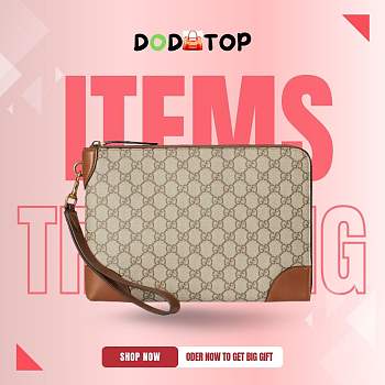 Gucci Emblem small briefcase brown size 30x21x3cm