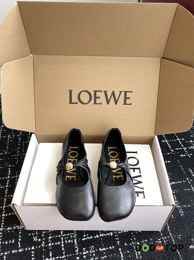 Loewe Pebble Soft ballerina in nappa lambskin brown black - 1