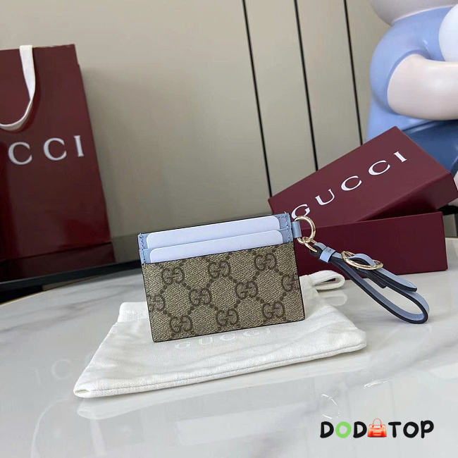 GG Emblem card case with strap blue - 1